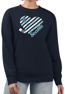4Her Seattle Kraken Womens Navy Blue Heart Crew Sweatshirt