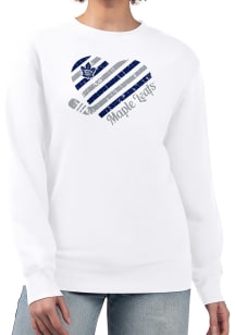 4Her Toronto Maple Leafs Womens White Heart Crew Sweatshirt