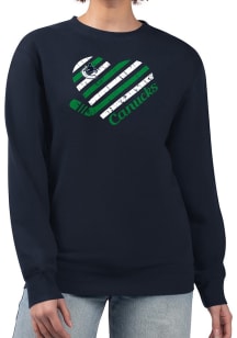 4Her Vancouver Canucks Womens Navy Blue Heart Crew Sweatshirt