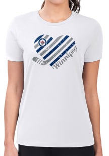 4Her Winnipeg Jets Womens White Heart Fitted Graphic Short Sleeve T-Shirt