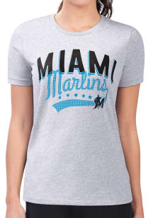 4Her Miami Marlins Womens Grey Filigree Fitted Short Sleeve T-Shirt