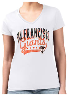 4Her San Francisco Giants Womens White Filigree Fitted Design Short Sleeve T-Shirt