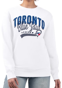 4Her Toronto Blue Jays Womens White Filigree Crew Sweatshirt