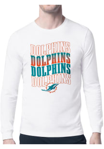 Starter Miami Dolphins White Wave Long Sleeve T Shirt