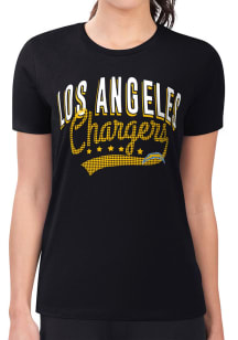 4Her Los Angeles Chargers Womens Black Filigree Fitted Short Sleeve T-Shirt