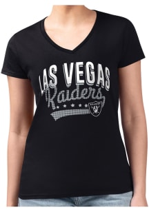 4Her Las Vegas Raiders Womens Black Filigree Fitted Short Sleeve T-Shirt