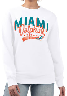 4Her Miami Dolphins Womens White Filigree Crew Sweatshirt