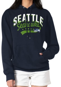 4Her Seattle Seahawks Womens Navy Blue Filigree Hooded Sweatshirt