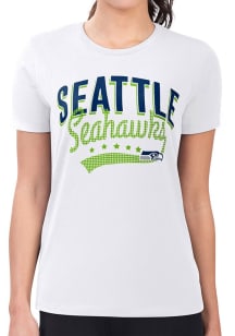 4Her Seattle Seahawks Womens White Filigree Fitted Short Sleeve T-Shirt