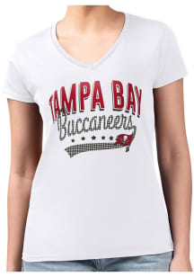 4Her Tampa Bay Buccaneers Womens White Filigree Fitted Design Short Sleeve T-Shirt
