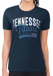 4Her Tennessee Titans Womens Navy Blue Filigree Fitted Short Sleeve T-Shirt