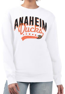 4Her Anaheim Ducks Womens White Filigree Crew Sweatshirt