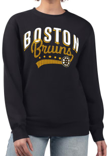 4Her Boston Bruins Womens Black Filigree Crew Sweatshirt