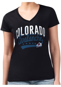 4Her Colorado Avalanche Womens Black Filigree Fitted Short Sleeve T-Shirt