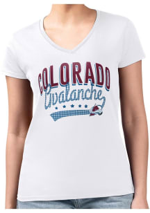 4Her Colorado Avalanche Womens White Filigree Fitted Short Sleeve T-Shirt