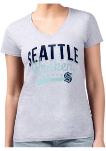4Her Seattle Kraken Womens Grey Filigree Fitted Short Sleeve T-Shirt