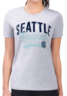 4Her Seattle Kraken Womens Grey Filigree Fitted Design Short Sleeve T-Shirt