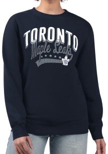 4Her Toronto Maple Leafs Womens Navy Blue Filigree Crew Sweatshirt