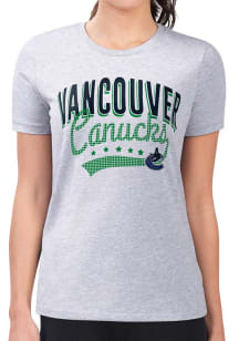 4Her Vancouver Canucks Womens Grey Filigree Fitted Design Short Sleeve T-Shirt