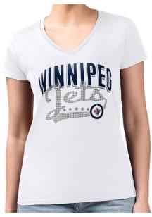 4Her Winnipeg Jets Womens White Filigree Fitted Design Short Sleeve T-Shirt