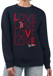 4Her Boston Red Sox Womens Navy Blue Love Crew Sweatshirt