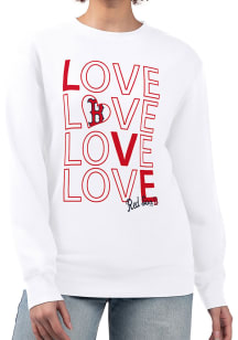 4Her Boston Red Sox Womens White Love Crew Sweatshirt