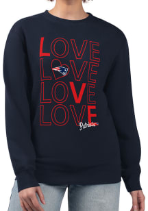 4Her New England Patriots Womens Navy Blue Love Crew Sweatshirt