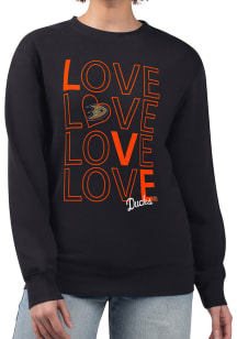 4Her Anaheim Ducks Womens Black Love Crew Sweatshirt