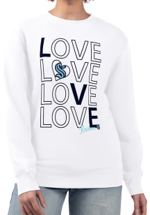 4Her Seattle Kraken Womens White Love Crew Sweatshirt