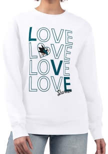 4Her San Jose Sharks Womens White Love Crew Sweatshirt