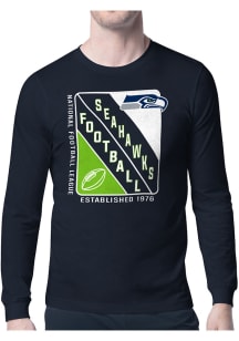 Starter Seattle Seahawks Navy Blue Shield Long Sleeve T Shirt