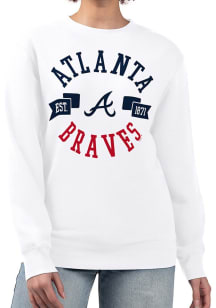 4Her Atlanta Braves Womens White City Crew Sweatshirt