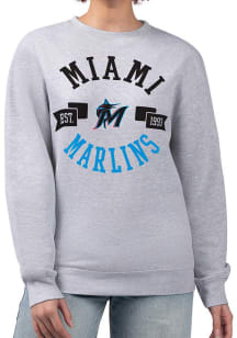 4Her Miami Marlins Womens Grey City Crew Sweatshirt