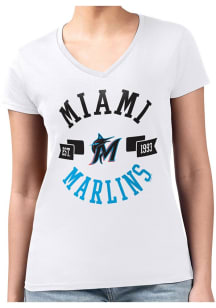4Her Miami Marlins Womens White City Fitted Short Sleeve T-Shirt