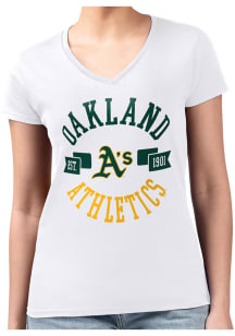 4Her Oakland Athletics Womens White City Fitted Design Short Sleeve T-Shirt