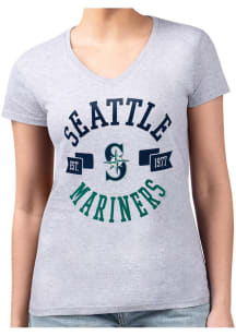 4Her Seattle Mariners Womens Grey City Fitted Short Sleeve T-Shirt