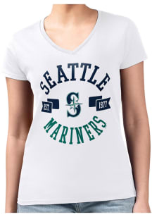 4Her Seattle Mariners Womens White City Fitted Design Short Sleeve T-Shirt
