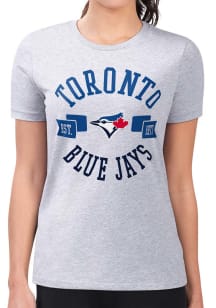 4Her Toronto Blue Jays Womens Grey City Fitted Design Short Sleeve T-Shirt