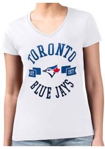 4Her Toronto Blue Jays Womens White City Fitted Design Short Sleeve T-Shirt