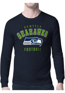 Starter Seattle Seahawks Navy Blue Logo Long Sleeve T Shirt