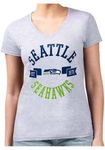 4Her Seattle Seahawks Womens Grey City Fitted Short Sleeve T-Shirt