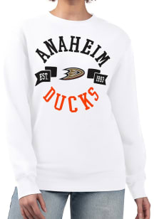 4Her Anaheim Ducks Womens White City Crew Sweatshirt