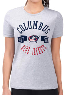 4Her Columbus Blue Jackets Womens Grey City Fitted Design Short Sleeve T-Shirt