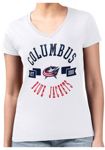 4Her Columbus Blue Jackets Womens White City Fitted Short Sleeve T-Shirt