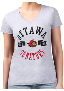 4Her Ottawa Senators Womens Grey City Fitted Design Short Sleeve T-Shirt