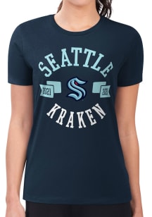 4Her Seattle Kraken Womens Navy Blue City Fitted Short Sleeve T-Shirt