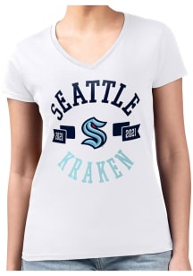4Her Seattle Kraken Womens White City Fitted Short Sleeve T-Shirt