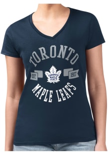 4Her Toronto Maple Leafs Womens Navy Blue City Fitted Design Short Sleeve T-Shirt