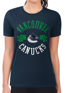 4Her Vancouver Canucks Womens Navy Blue City Fitted Short Sleeve T-Shirt
