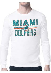 Starter Miami Dolphins White Mesh Logo Long Sleeve T Shirt